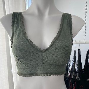 Green lace bralette.